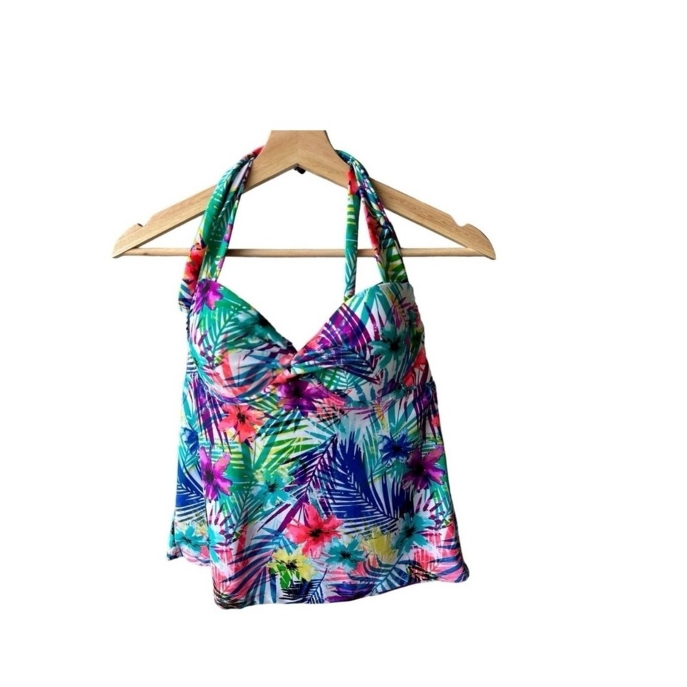 Collections by Catalina Tankini Swim Top Beach Pool Floral Halter Flowers Medium